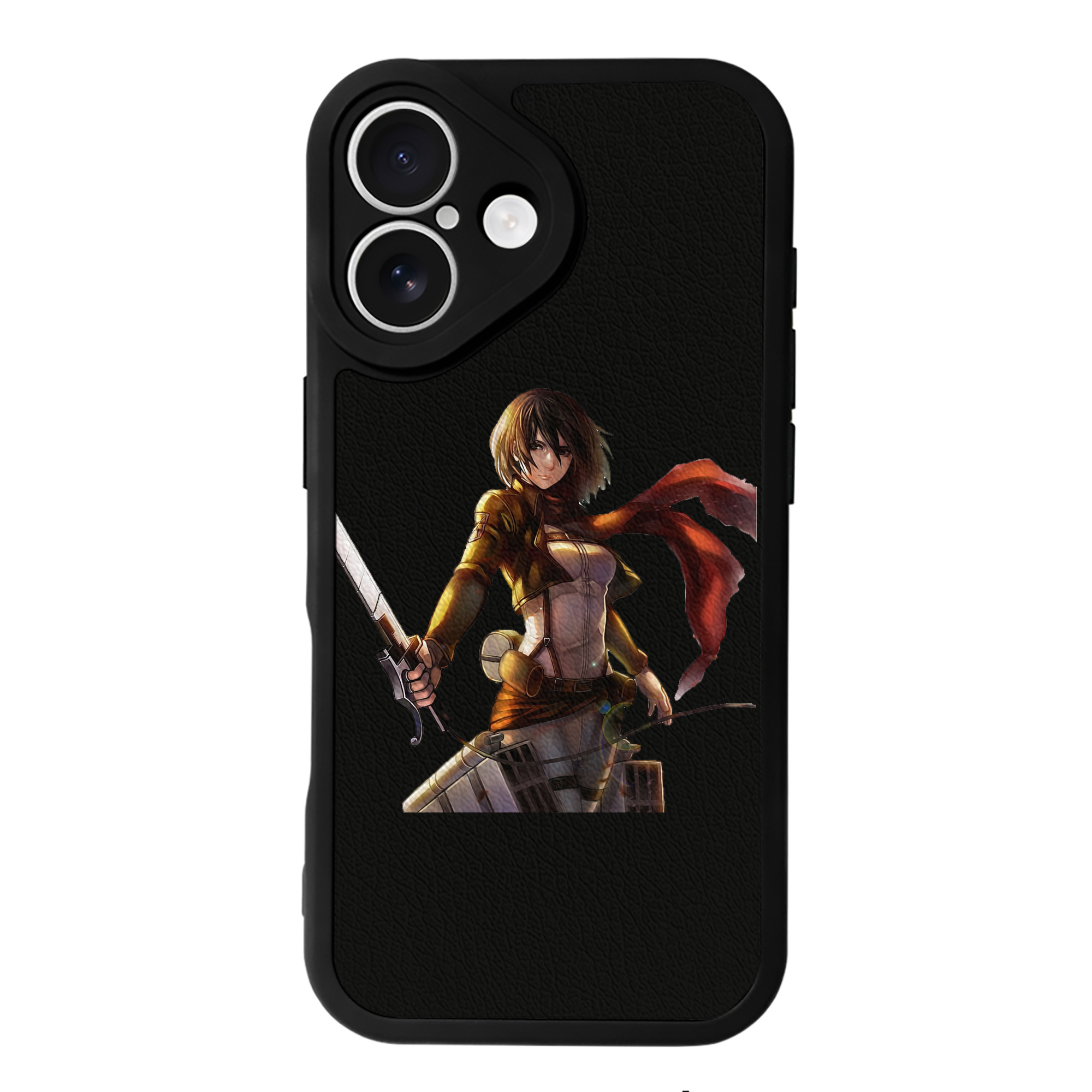 （画像用） 進撃の巨人 ミカサ·アッカーマン Attack on Titan Mikasa Ackerman 【iPhone 16シリーズ対応】シリコンスマホケース（レザー調） 材質：シリコン
